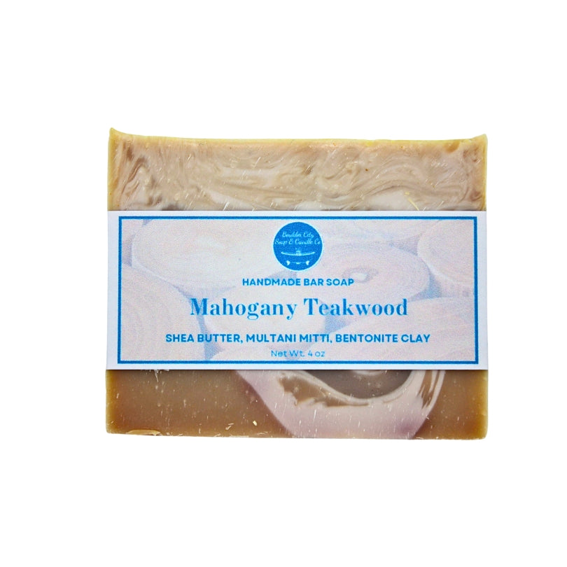Natural Bar Soap | Mahogany Teakwood | Woodsy & Bold | Handmade | 4.0oz | Bouldercitysoap  
