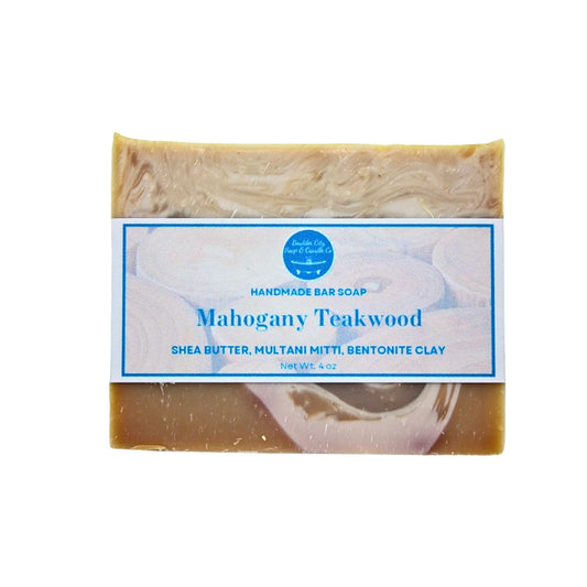 Natural Bar Soap | Mahogany Teakwood | Woodsy & Bold | Handmade | 4.0oz | Bouldercitysoap  