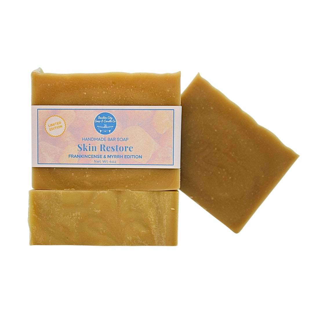 Natural Bar Soap | Skin Restore | Frankincense & Myrrh | for Menopausal Skin | Sacred Resin | Seasonal | Handmade | 4.0oz | Bouldercitysoap