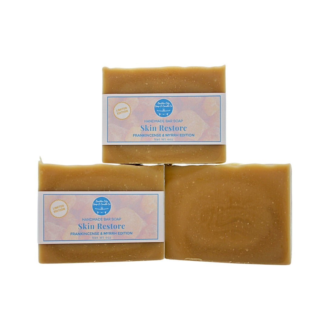 Natural Bar Soap | Skin Restore | Frankincense & Myrrh | for Menopausal Skin | Sacred Resin | Seasonal | Handmade | 4.0oz | Bouldercitysoap