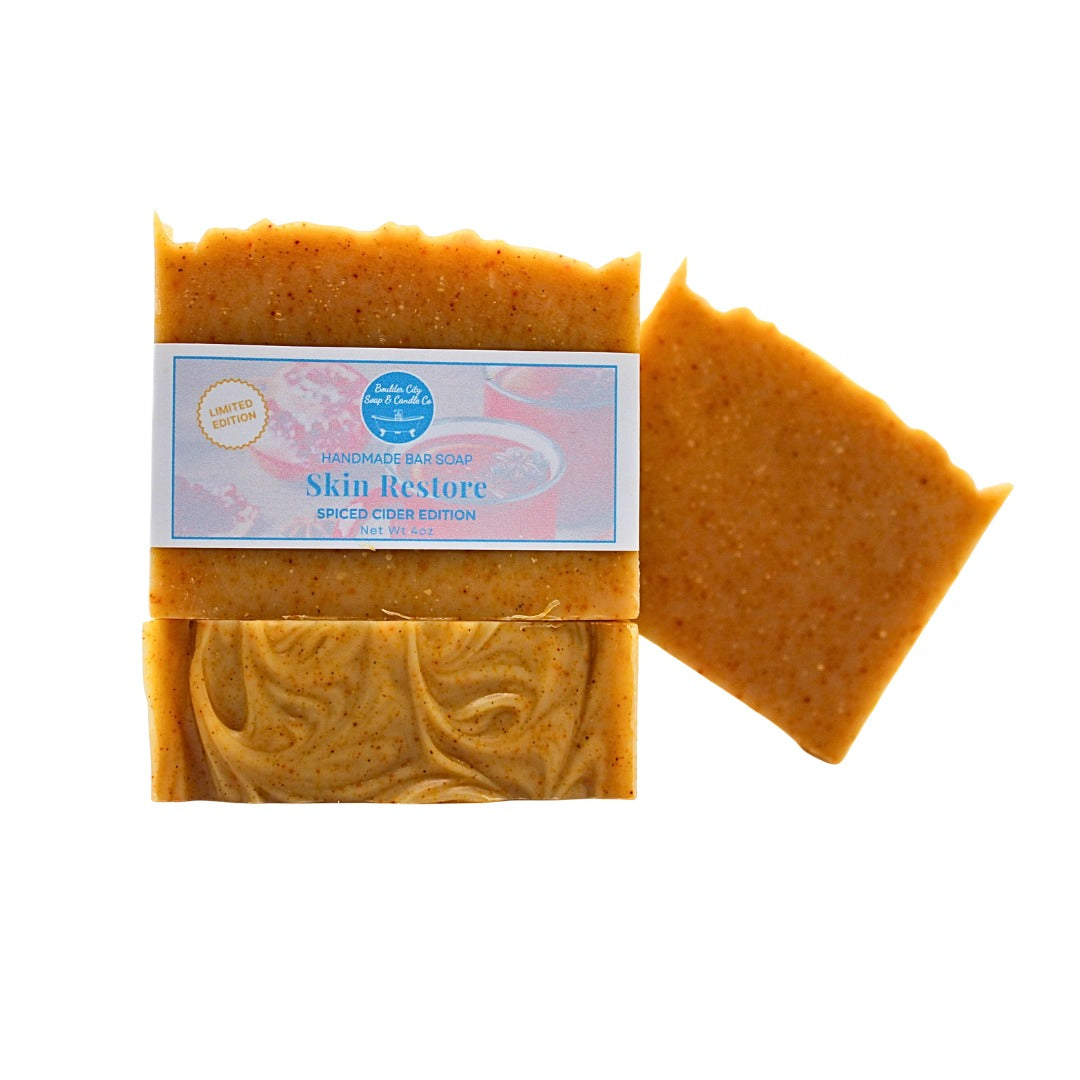 Natural Bar Soap | Skin Restore | Spiced Cider | for Crepey Skin | Warm Spice & Orange | Seasonal | Handmade | 4.0oz | Bouldercitysoap