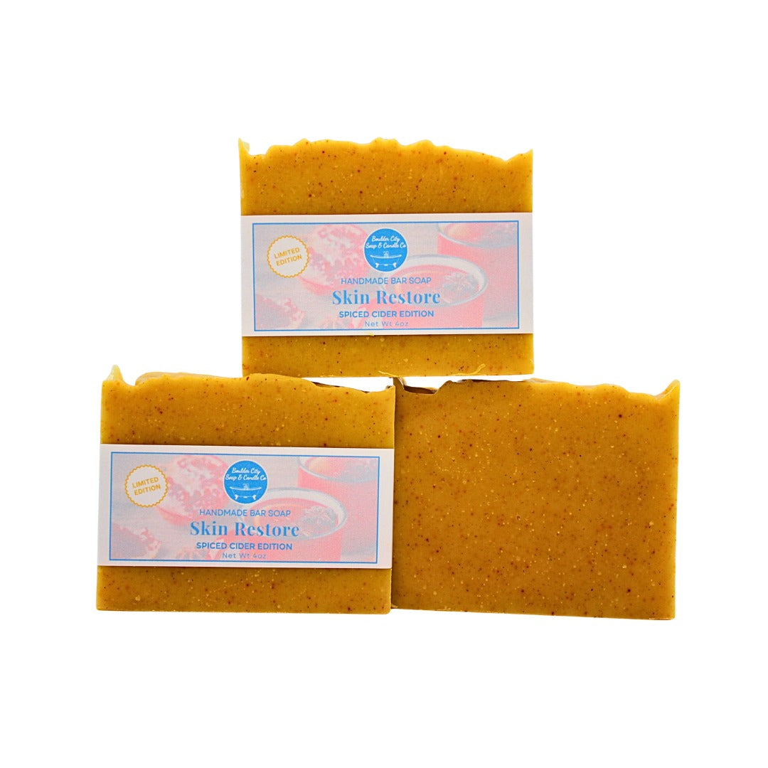 Natural Bar Soap | Skin Restore | Spiced Cider | for Crepey Skin | Warm Spice & Orange | Seasonal | Handmade | 4.0oz | Bouldercitysoap