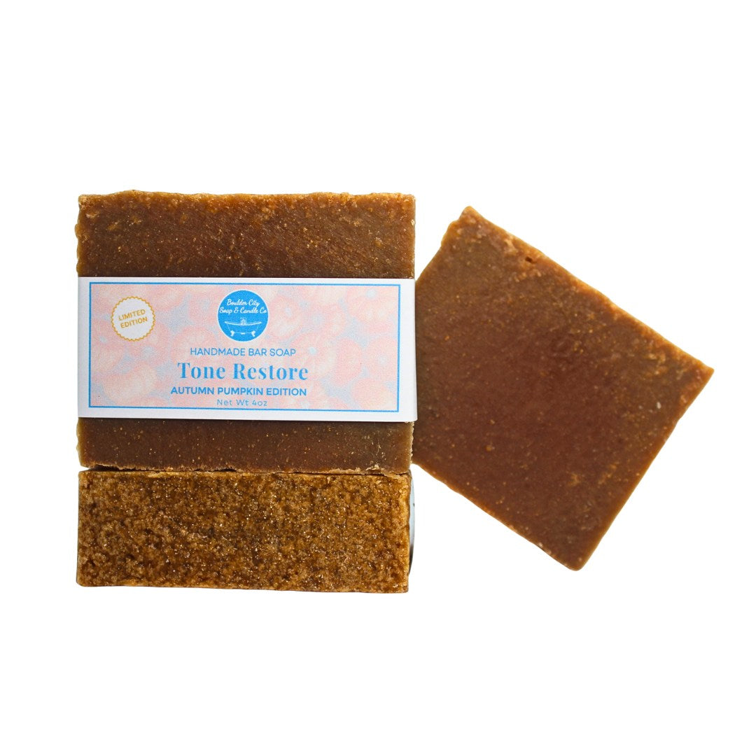 Natural Bar Soap | Tone Restore | Autumn Pumpkin | Seasonal | Handmade | 4.0oz | Bouldercitysoap