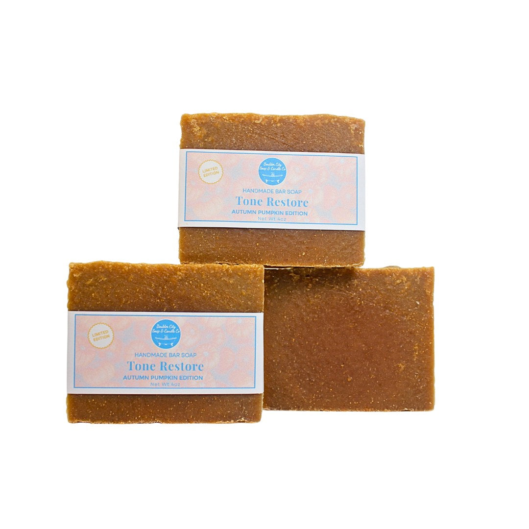 Natural Bar Soap | Tone Restore | Autumn Pumpkin | Seasonal | Handmade | 4.0oz | Bouldercitysoap