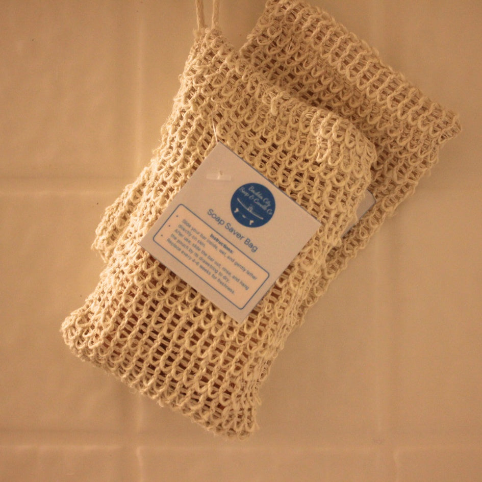 Natural Cotton Soap Saver Bag | 100% Cotton | Drawstring | Coffee Wood Bead | Reusable | Bouldercitysoap  