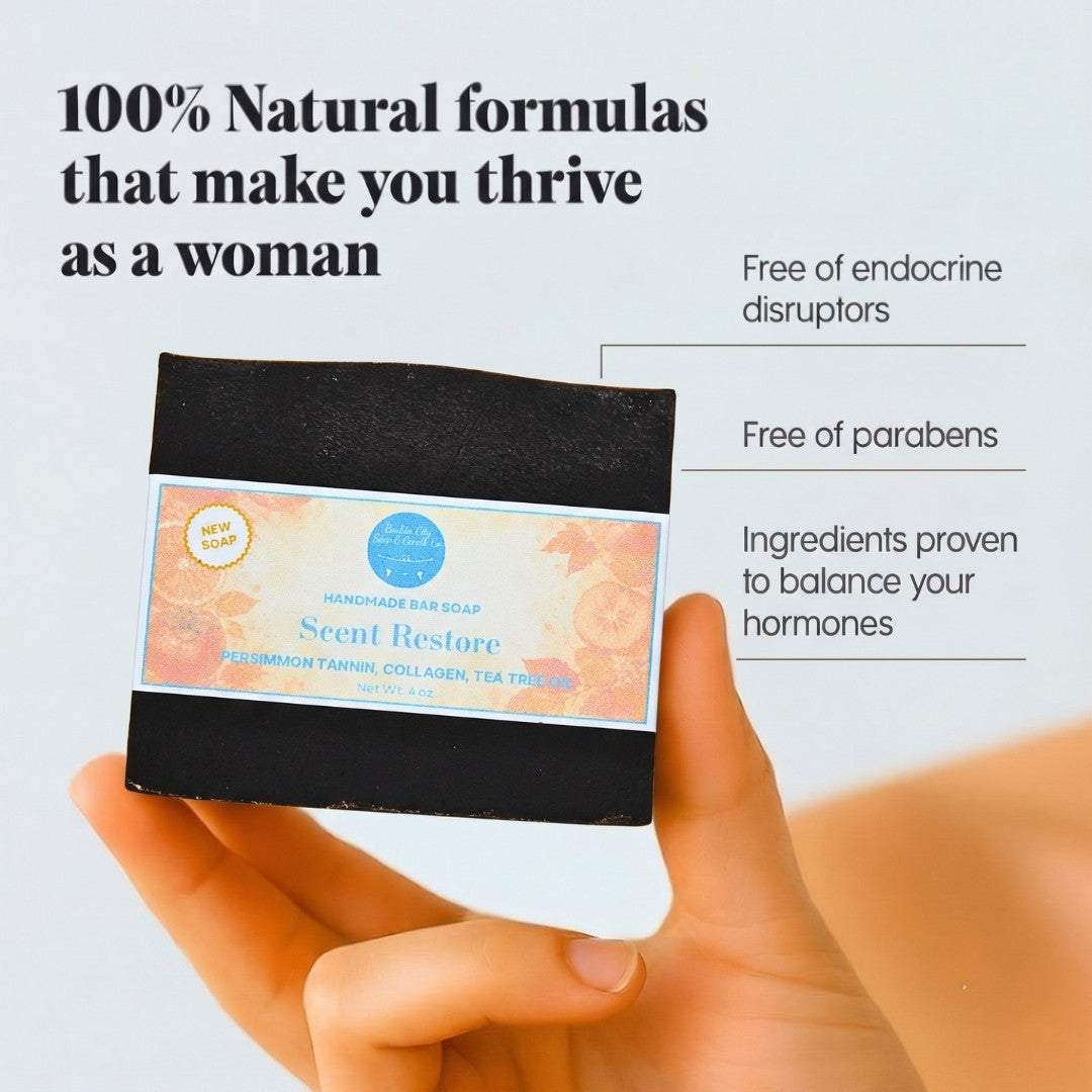 Scent Restore 100 Percent Natural Nonenal Body Odor Soap | Free Of Endocrine Disruptors And Parabens | Natural Handmade Bar Soap For Women After Menopause | Clean Ingredients | Bouldercitysoap