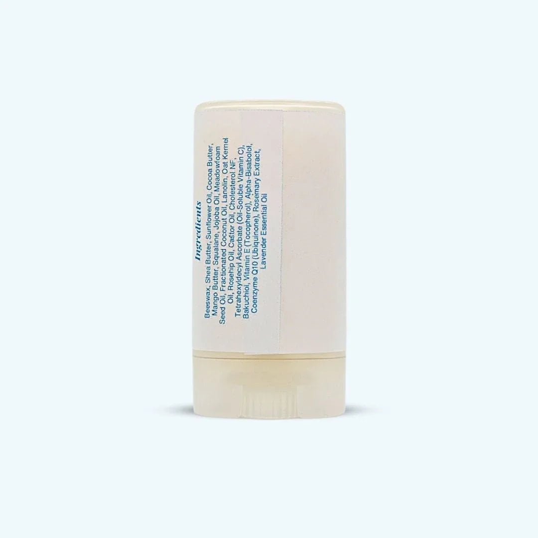Ingredient label of Skin Restore Lotion Bar Mini highlighting nourishing oils and clean ingredients.