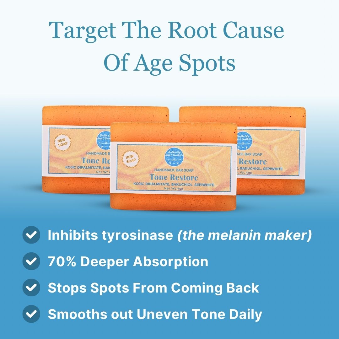 Tone Restore V.2 brightening bars targeting root cause of age spots - tyrosinase inhibitor even skin tone soap