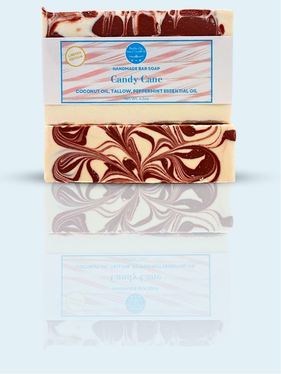 Natural Bar Soap | Candy Cane | LIMITED-EDITION | Natural | Clean | Handmade | 4.5oz | Bouldercitysoap