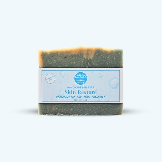 Natural Bar Soap | Skin Restore V.3 | Fragrance Free | Bakuchiol & CoQ10 | Crepey Skin | 4.0oz | Bouldercitysoap