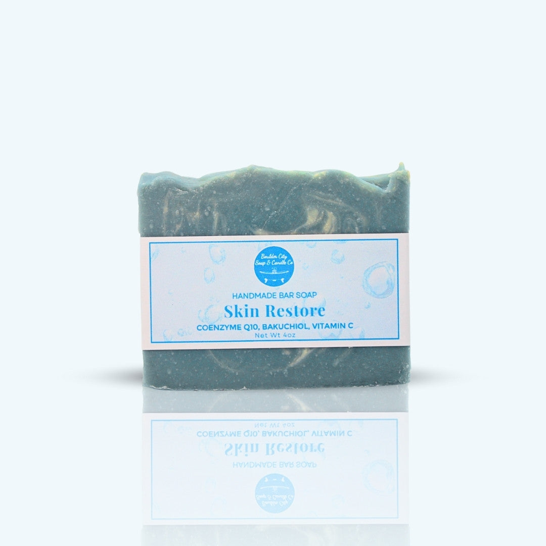Skin Restore V.3 handmade bar soap with Bakuchiol, CoQ10, and Vitamin C | Natural formula for crepey skin and firmness