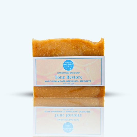 Tone Restore handmade bar soap with Kojic Dipalmitate, Bakuchiol, and Sepiwhite | Natural brightening soap for uneven skin tone and age spots