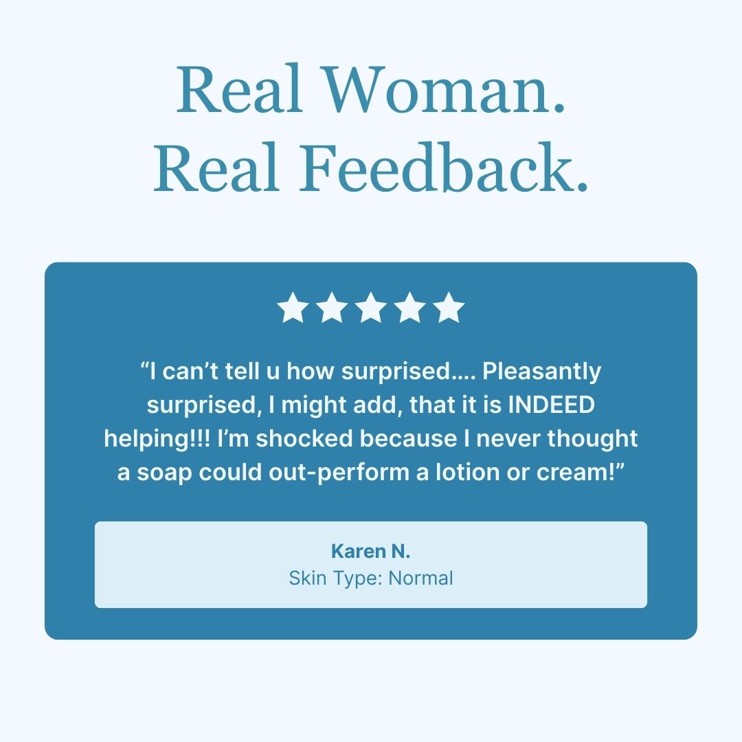 Verified buyer testimonial for Tone Restore bar soap | Customer shares how natural brightening soap improved skin tone